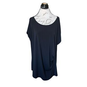 Lane Bryant Women's Blouse Size 26/28 Sz 4X  Black Front Runched Modern Trendy